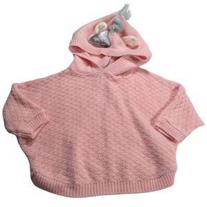 Size: 2T - Pink Knit Sweater w/ Unicorn Horn Hood